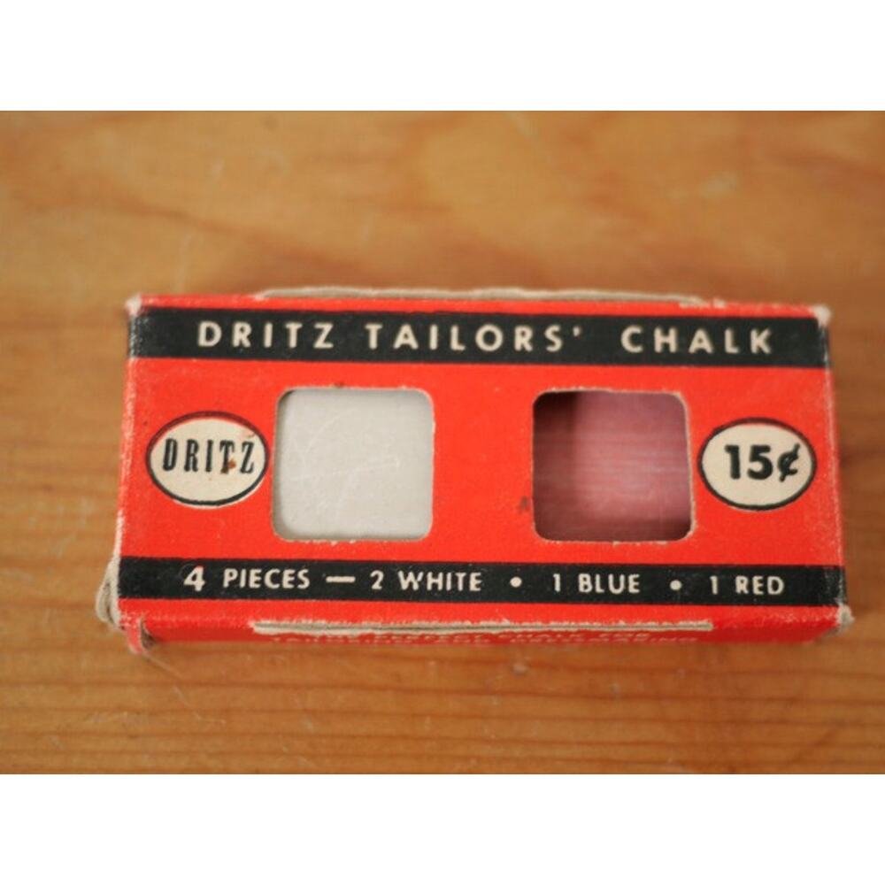 Vintage 1949 Dritz Tailors Chalk #629 3 Pieces in Original Box White Pink Blue